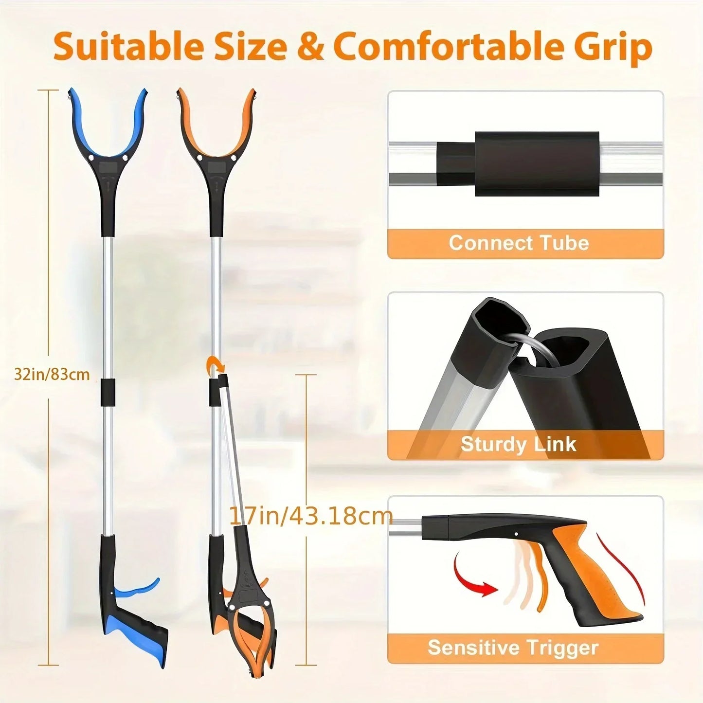 Garbage Picker Gripper With 360 ° Rotating Clip, 32 Inch Lightweight