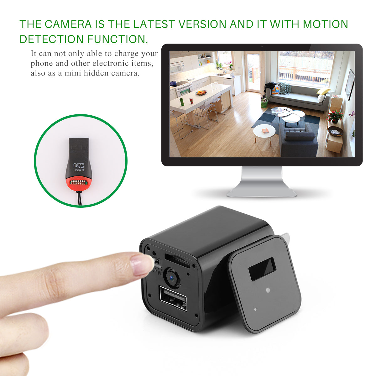1080P HD Hidden Surveillance Camera USB Charger Home Security
