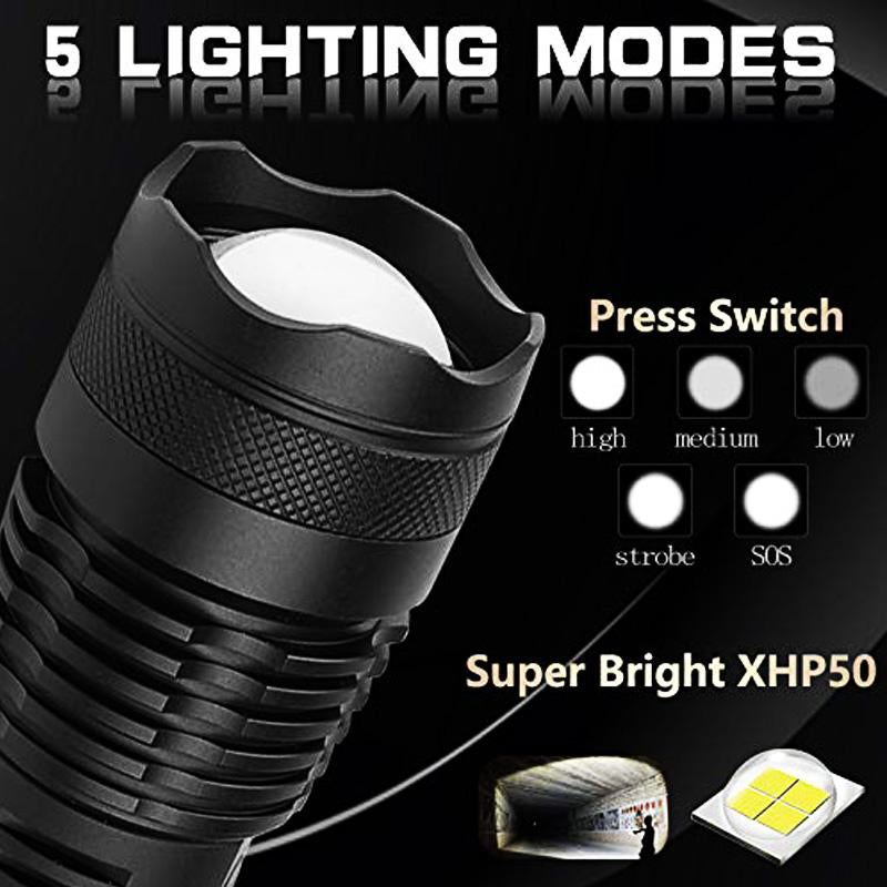 LED Ultra Bright Powerful Flashlight USB Zoom Led Torch