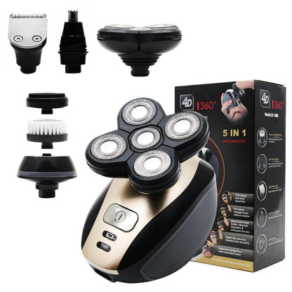 5 Pc Rechargeable Electric Shaver Razor 5 Floating Head Razors