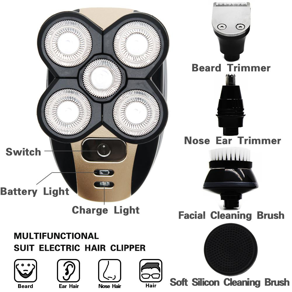 5 Pc Rechargeable Electric Shaver Razor 5 Floating Head Razors