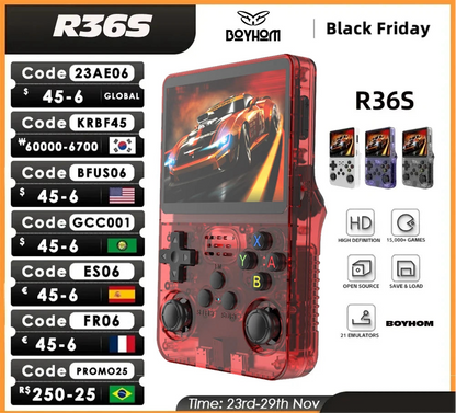 R36S Retro Handheld Video Game Console Linux System 3.5 Inch IPS
