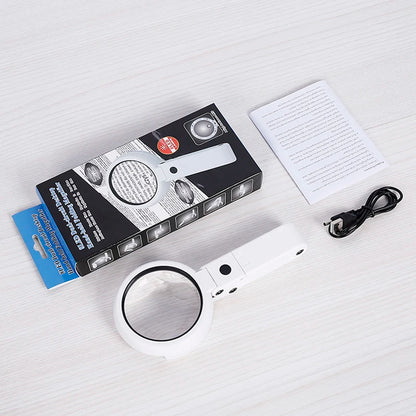 Portable Handheld Magnifying Glass with LED Lights Foldable Desktop