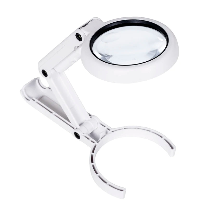 Portable Handheld Magnifying Glass with LED Lights Foldable Desktop