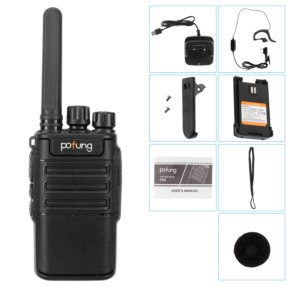 Pofung  2pcs 2W 1500mAh 16-Channel Walkie-Talkie