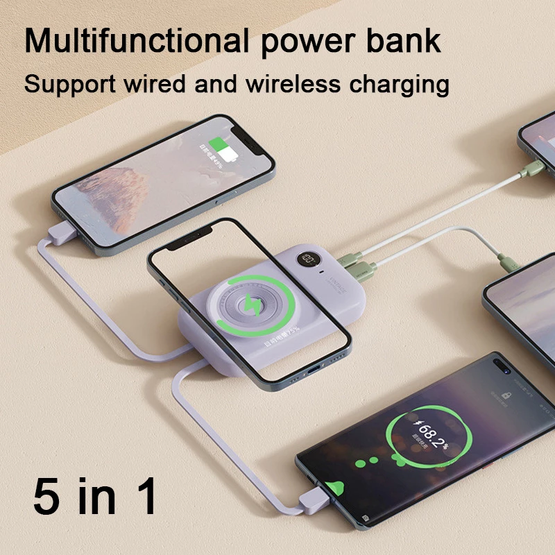 Magnetic Power Bank Dual-Line Mini Powerbank Portable Charger