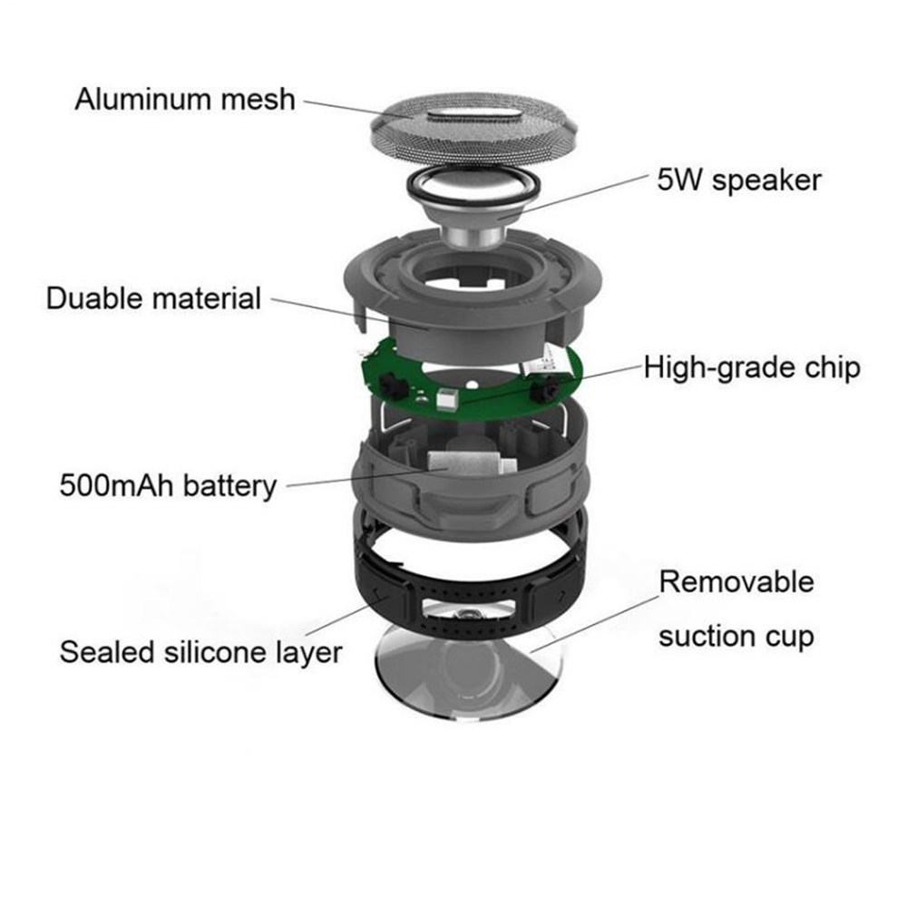 Portable Waterproof Bluetooth Speaker with Suction Cup