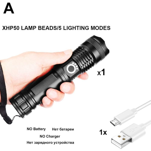 LED Ultra Bright Powerful Flashlight USB Zoom Led Torch