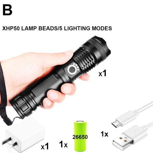 LED Ultra Bright Powerful Flashlight USB Zoom Led Torch