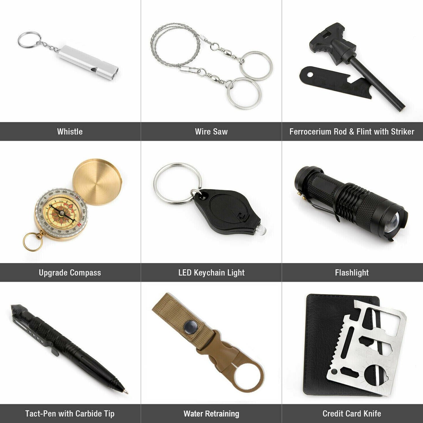 14 Pc Outdoor Emergency Survival And Safety Gear Kit Camping